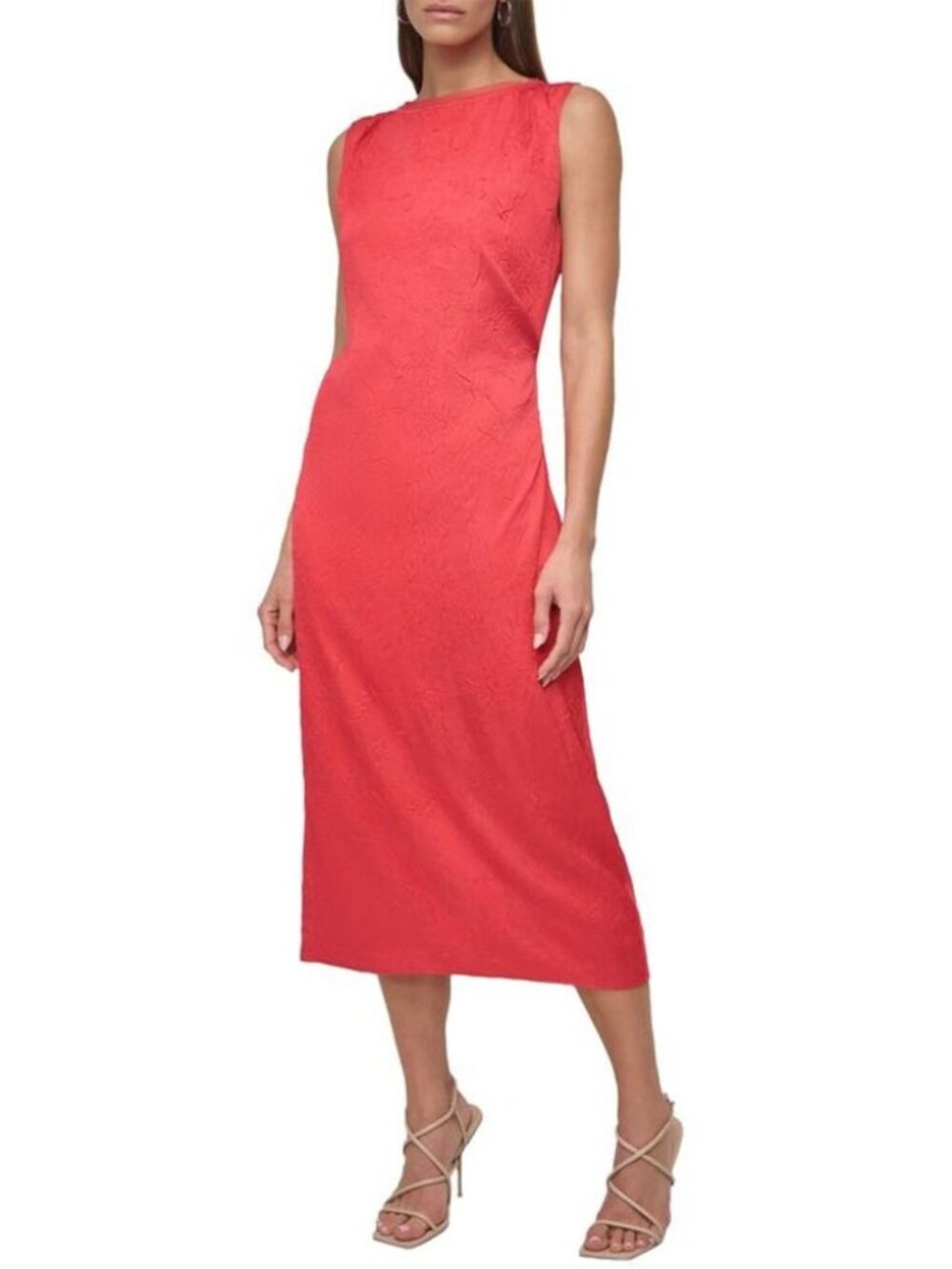 DKNY Women's Boat-Neck Sleeveless Sheath Dress Watermelon Sugar Size 4